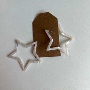 White Star Hoop Earrings